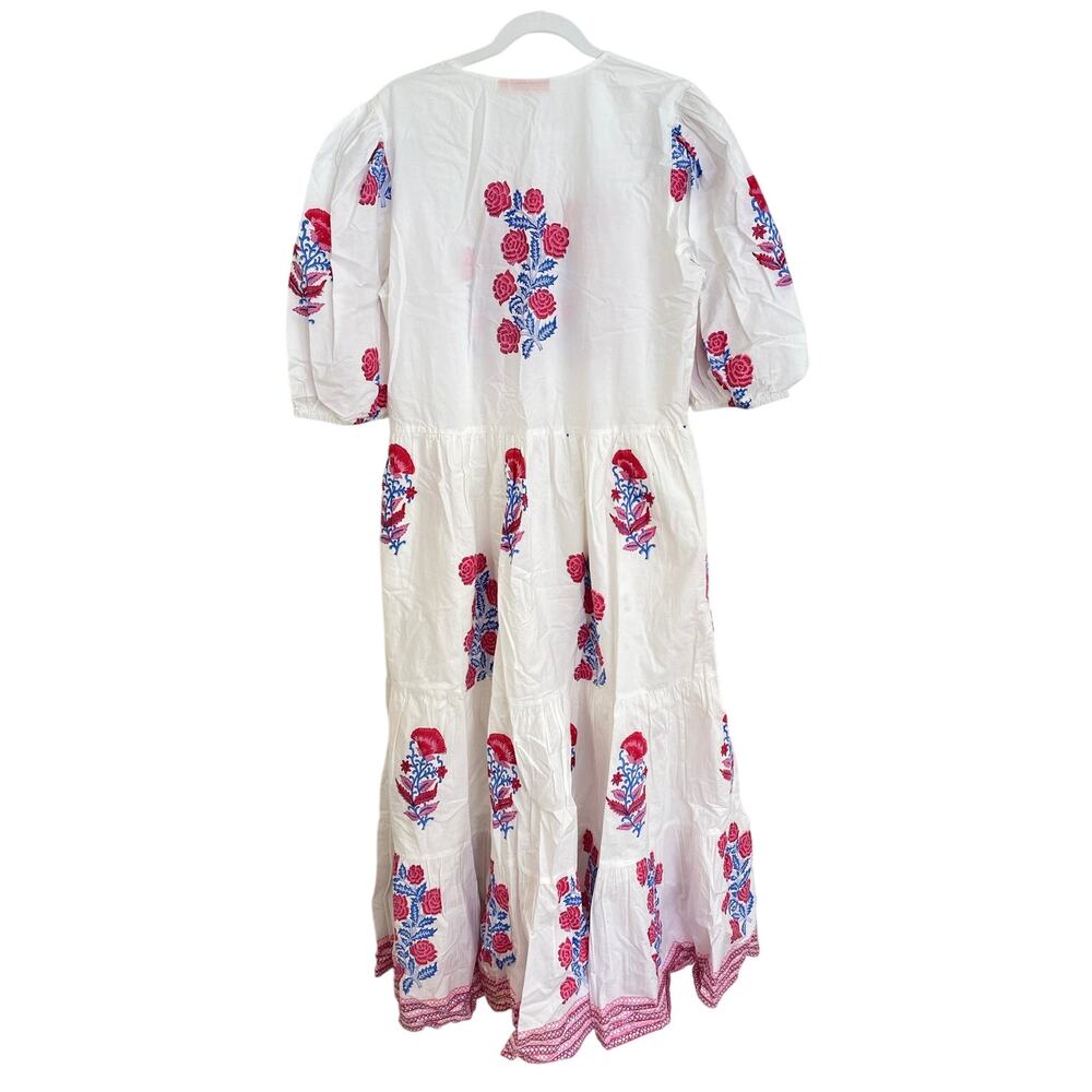 OLIPHANT Tuckernuck Pink Blue Block Print Grandiflora Puff Sleeve Maxi Dress XL - Picture 8 of 11